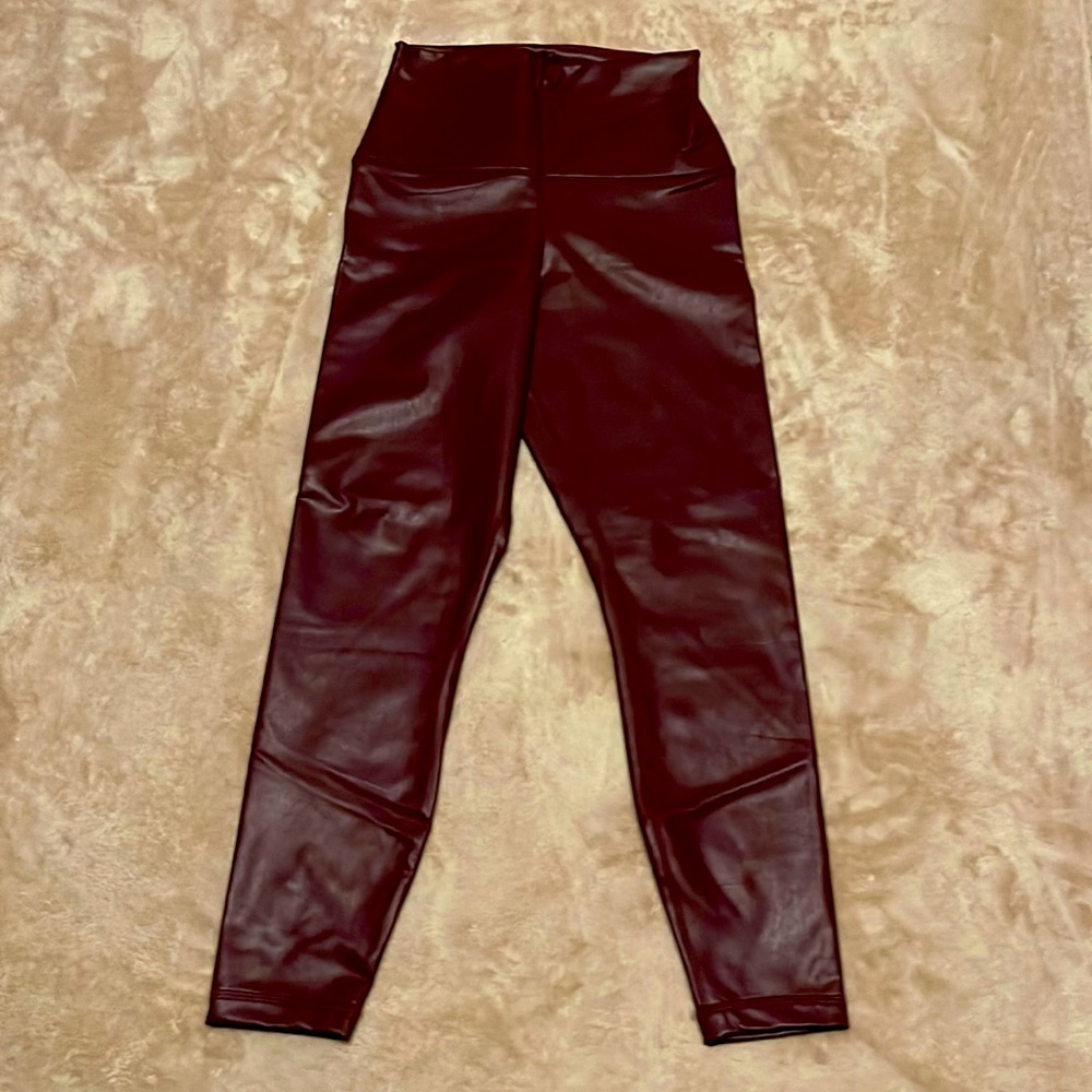 90 Degree By Reflex High Waist Faux Leather Fleece Lined Ankle Leggings Size M